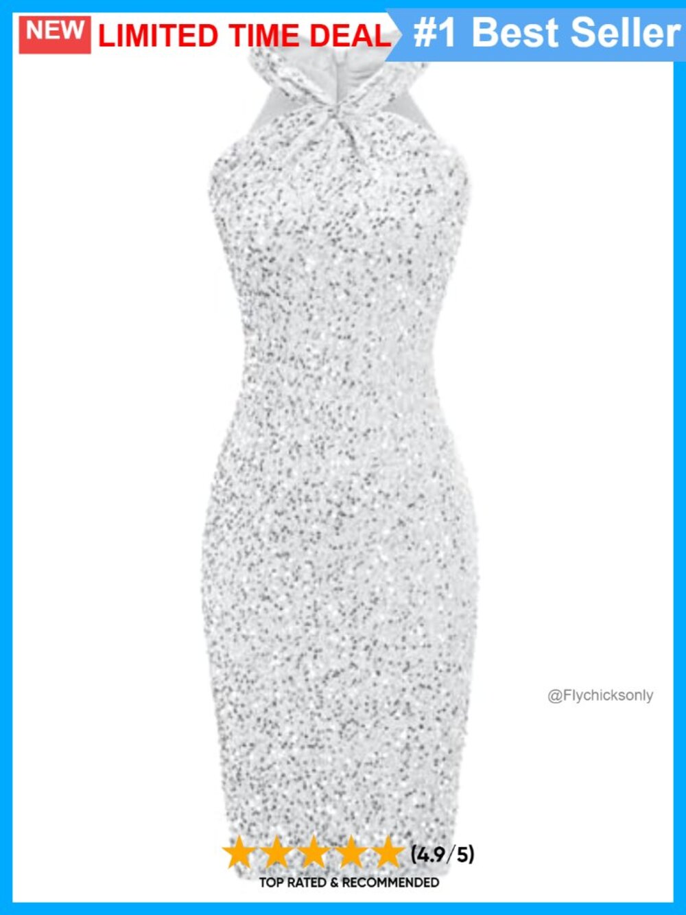 Halter Sequin Bodycon Cocktail Party Dress Sleeveless
